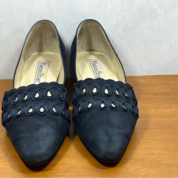 Madeline Stuart Blue Suede Heels with Decorative Cutouts - Picture 2 of 10